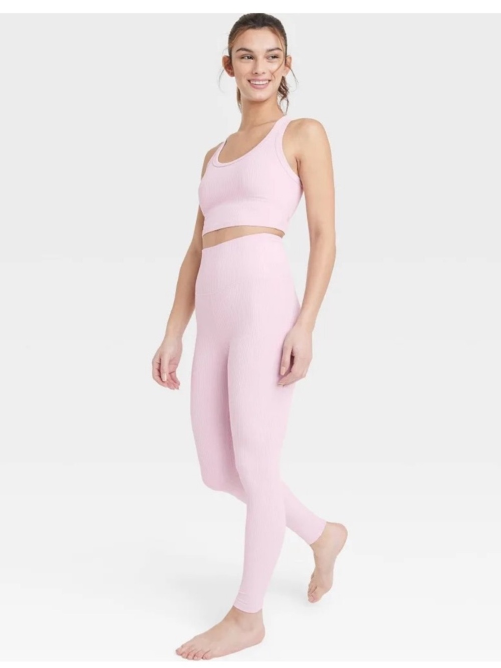 all in motion Light Pink Ribbed Active Matching Set